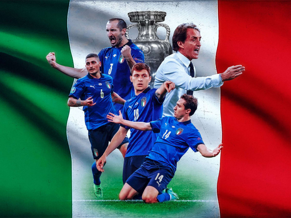 意大利队卫冕欧洲杯冠军,队员庆祝胜利 意大利队卫冕欧洲杯冠军,队员庆祝胜利